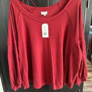 Red Belk brand top. Waffle material. Great for Christmas! NWT
